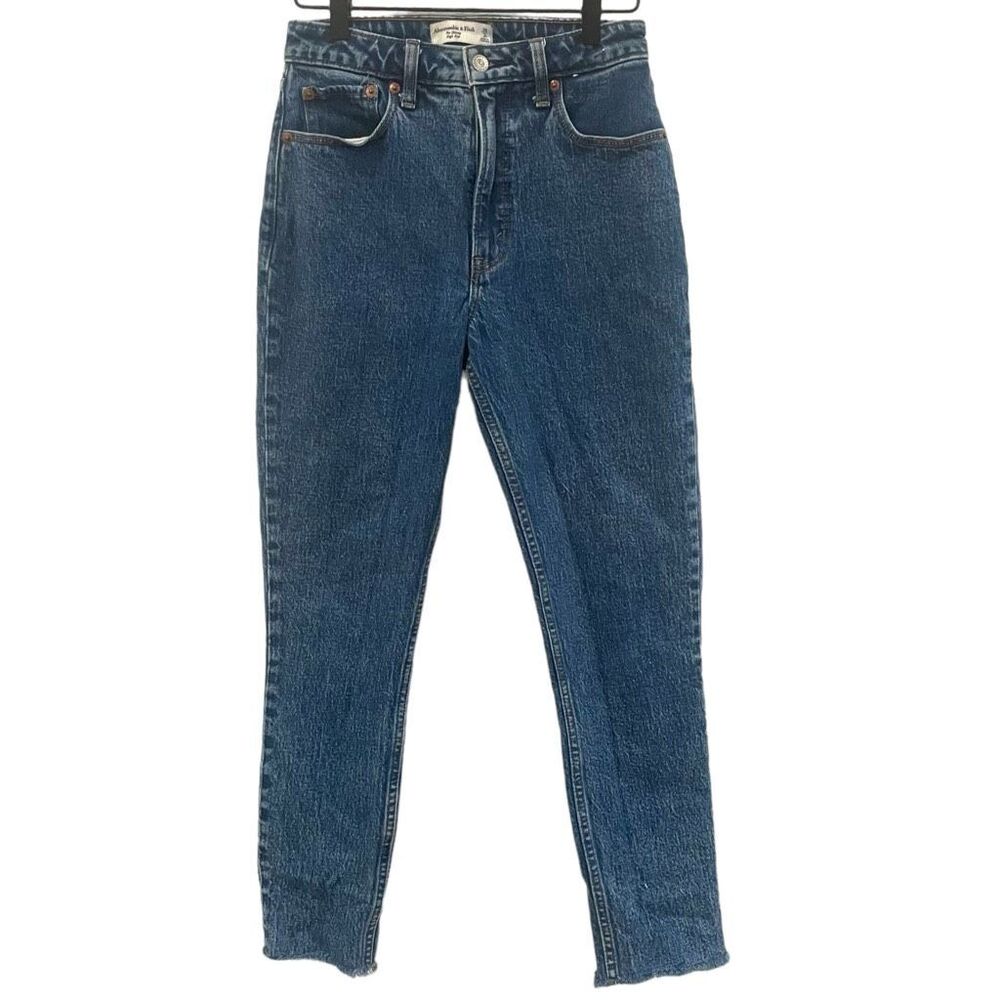 Curve Love Abercrombie & Fitch The Skinny High Rise Medium Wash Raw Hem Jeans 26